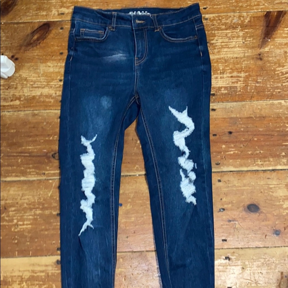 Blue tight jeans